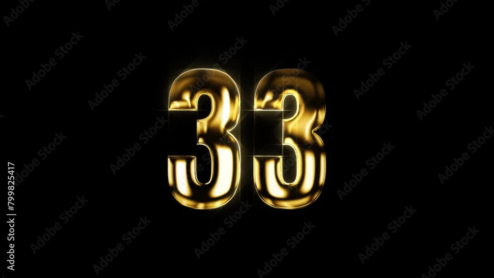 Luxurious Gold Animation of Number 33. Elevate Your Visuals with Opulent Design and Regal Elegance Luxurious Gold Animation of Number 33. Elevate Your Visuals with Opulent Design and Regal Elegance