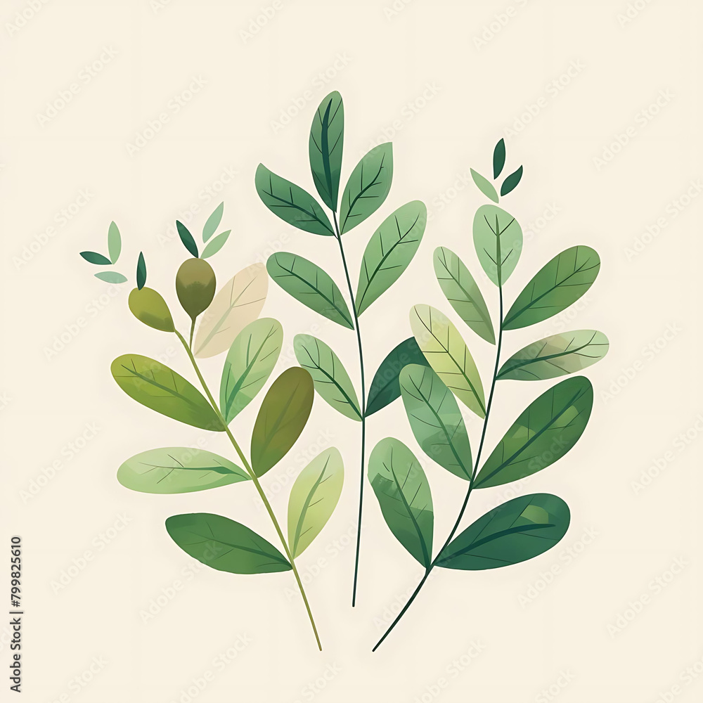 minimalist concept of green leaves on a isolated background minimalist concept of green leaves on a isolated background