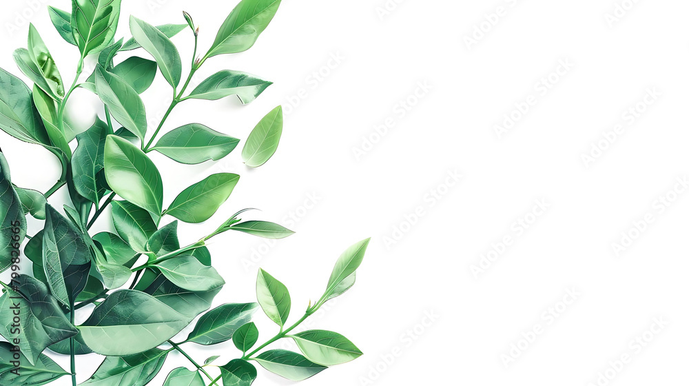 minimalist design with green leaves on isolated background