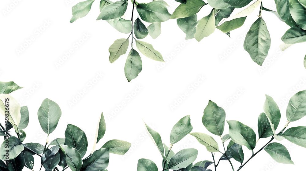 minimalist design with green leaves on isolated background