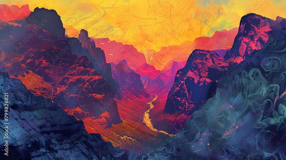 colorful valley abstract art poster background
