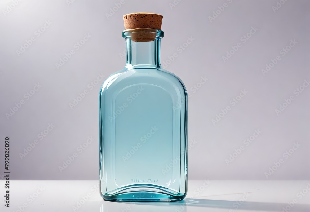 An empty glass bottle stands alone against a pristine white background, its simplicity accentuated by the blank canvas An empty glass bottle stands alone against a pristine white background, its simplicity accentuated by the blank canvas