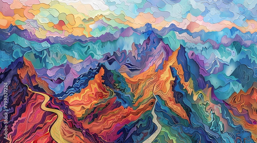 colorful valley abstract art poster background