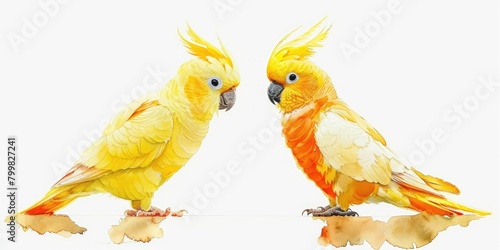 watercolor Cockatiel parrot clipart realistic with white background realistic stock photography.