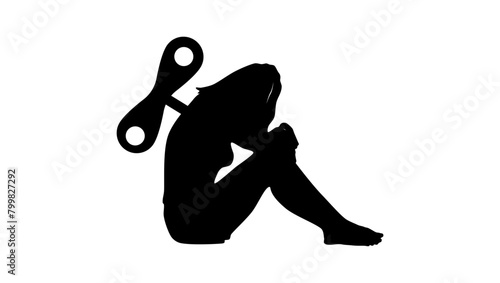 Emotional burnout of a person, black isolated silhouette