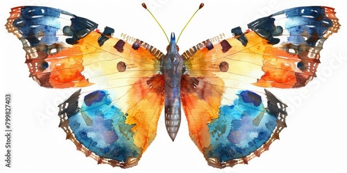 Watercolor Butterfly realistic clipart white background realistic stock photography.