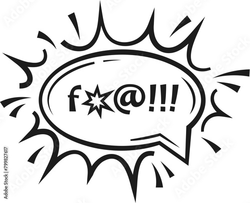 Comic swear speech bubble. Isolated vector bold, expressive typography in burst shape, conveying hate angry talk, aggressive expletive curse, profanity to emphasize emotions or dialogue within comics
