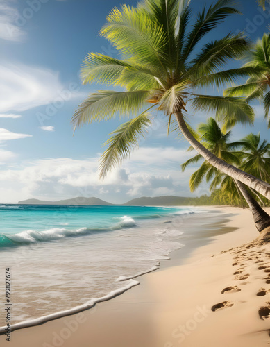 palm trees on the beach hyper-realistic wallpaper  © Zohaib zahid 