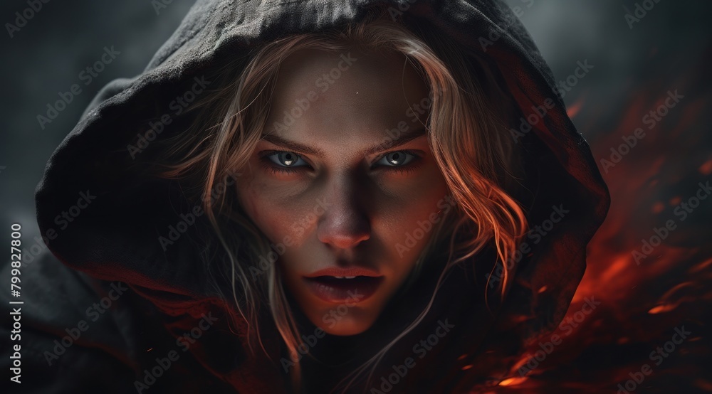 Mysterious hooded figure in dramatic lighting Mysterious hooded figure in dramatic lighting
