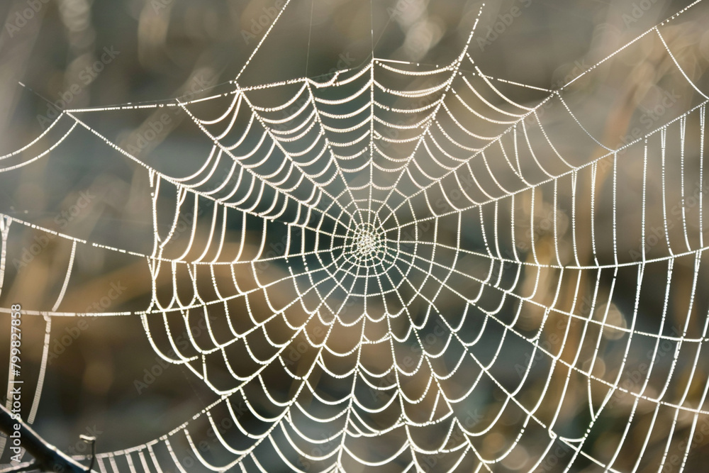 Intricate, lace-like patterns on a spider's web woven with magic,