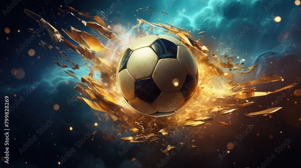 Fototapeta premium Explosive soccer ball in motion