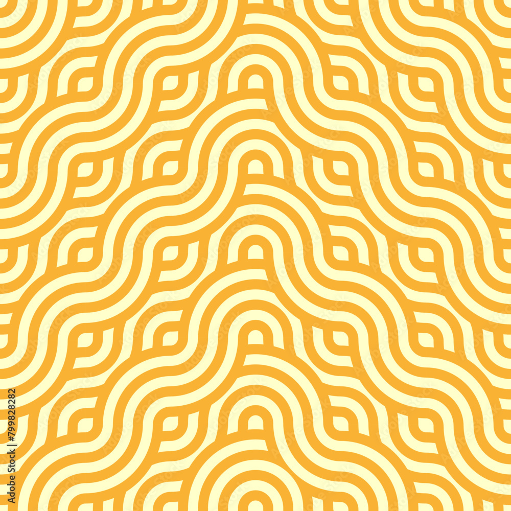 Yellow ramen noodles pasta pattern, seamless background. Vector tile featuring enticing, delectably intertwined macaroni or spaghetti strands, forming an appetizing and visually pleasing ramen waves Yellow ramen noodles pasta pattern, seamless background. Vector tile featuring enticing, delectably intertwined macaroni or spaghetti strands, forming an appetizing and visually pleasing ramen waves