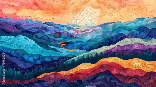 colorful valley abstract art poster background © jinzhen