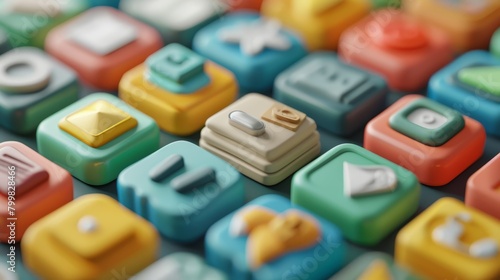 A lot of colorful 3D app icons