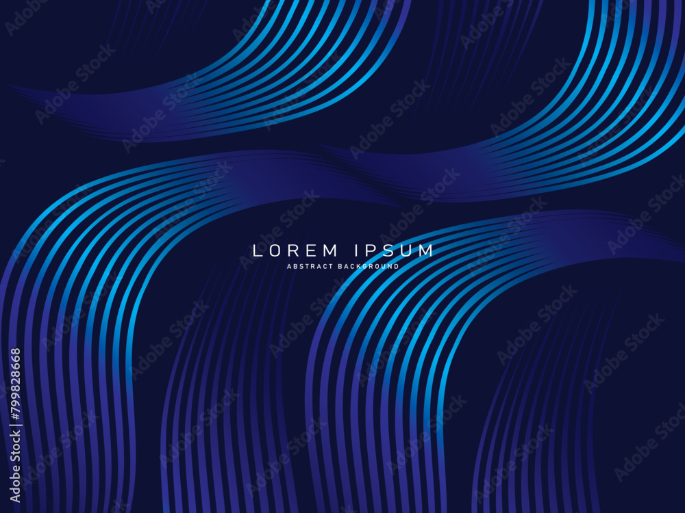 Dark blue abstract background with shining waves. Shiny line design element. Modern blue purple gradient flowing wave lines. Futuristic technology concept. Vector illustration. Dark blue abstract background with shining waves. Shiny line design element. Modern blue purple gradient flowing wave lines. Futuristic technology concept. Vector illustration.