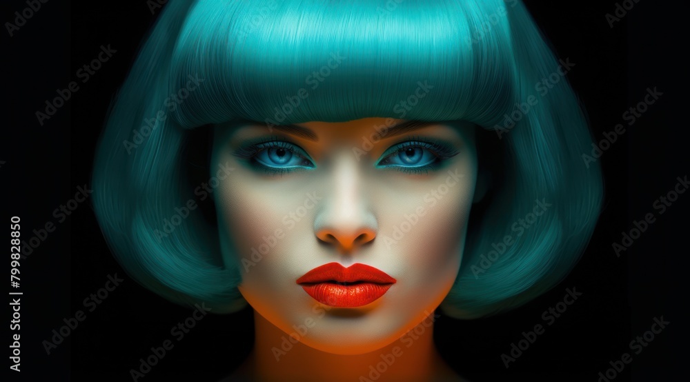 Striking Turquoise Hair and Makeup Portrait Striking Turquoise Hair and Makeup Portrait
