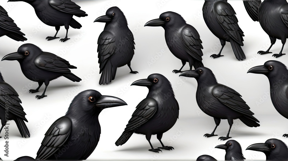 Naklejka premium black raven on a branch vulture isolated on white crow on a branch