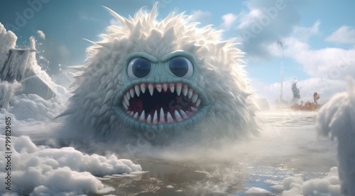Fearsome Yeti Creature in Icy Landscape