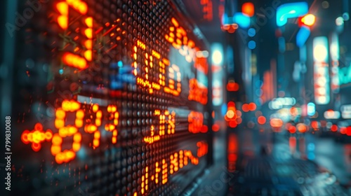 A stock market display with red and green numbers. © Sodapeaw