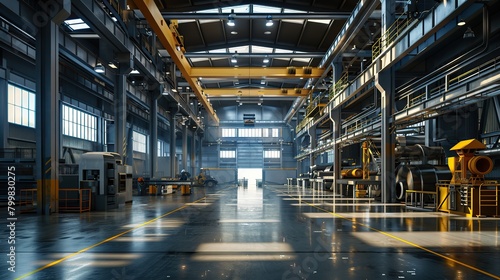 Metal factory interior. Modern industrial company. copy space for text.