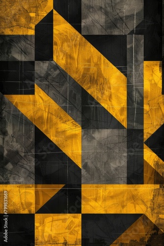 Mustard and Charcoal Abstract geometric pattern background
