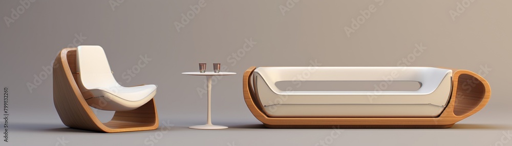 A sleek and minimalist furniture set designed for the future A sleek and minimalist furniture set designed for the future