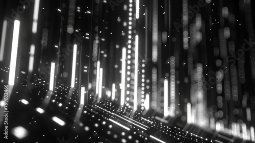 ASCII art of a city made out of light. photo