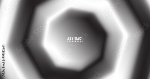 3D black white techno background overlap layer on bright space with blurred shape effect decoration. Modern graphic design element gray octagons style concept for web, flyer, card, or brochure cover