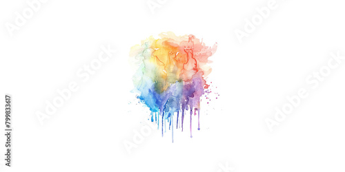 watercolor splash in pink, orange and yellow on white background