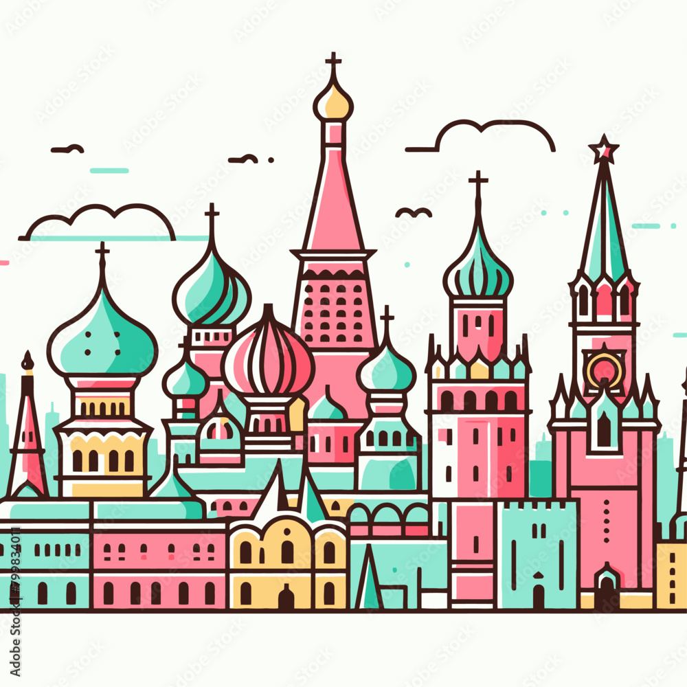 Fototapeta premium Cityscapes and Skylines: Vector Designs Featuring the World's Most Popular Destinations