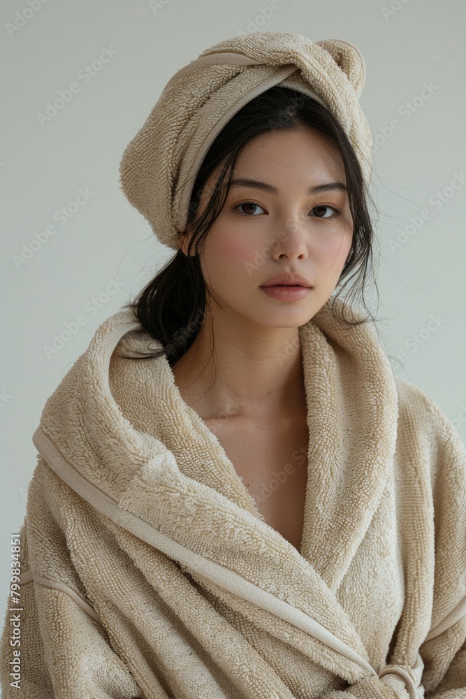 Obraz premium Beautiful woman with facial mask for skincare and treatment.