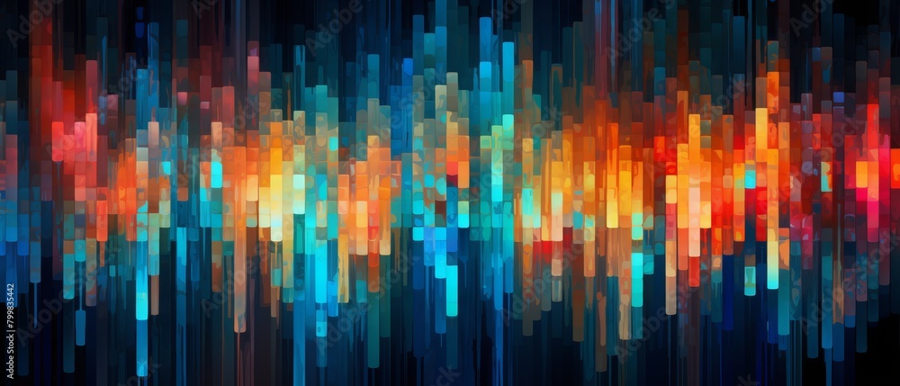 Abstract pattern of digital pixels and glitch effect for a tech-themed backdrop,