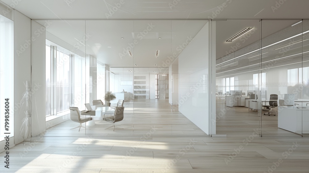 custom made wallpaper toronto digitalThe interior of a modern office with glass walls and white furniture