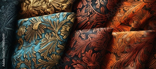 colorful floral ornamental cloth waves, motif, pattern 56