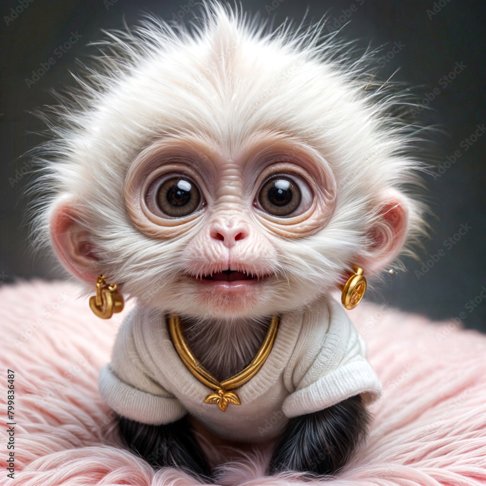 A Painting of a Gilded Darling: Precious Primate in Winter Chic A Painting of a Gilded Darling: Precious Primate in Winter Chic