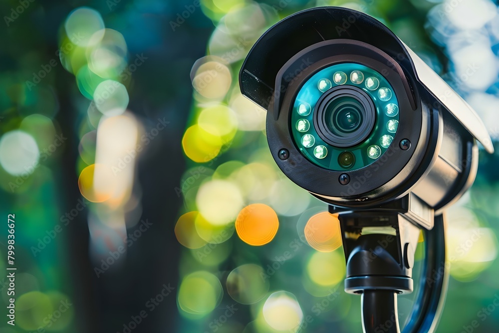 Detailed view of CCTV camera emphasizing its role in safety and security. Concept CCTV Camera Features, Security Monitoring, Surveillance Technology, Safety Equipment, Crime Prevention Detailed view of CCTV camera emphasizing its role in safety and security. Concept CCTV Camera Features, Security Monitoring, Surveillance Technology, Safety Equipment, Crime Prevention