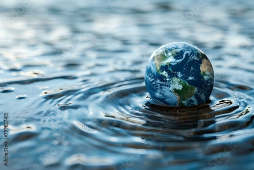 The Droplet-shaped Planet  Highlighting Water s Essential Role in Sustaining Global Ecosystems. Concept Water Conservation  Global Ecosystems  Sustainability  Droplet-shaped Planet  Essential Role