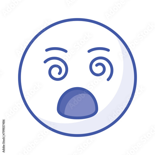 Dizzy emoji icon, dizziness expression vector design
