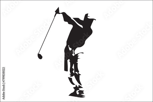 isolated golfer silhouette vector logo with a white background