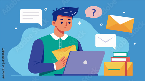 A student sending a message to their professor through email disclosing their anxiety and requesting accommodations for an upcoming presentation.. Vector illustration