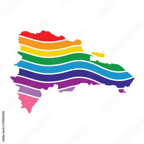 dominican republic swoosh silhouette rainbow map