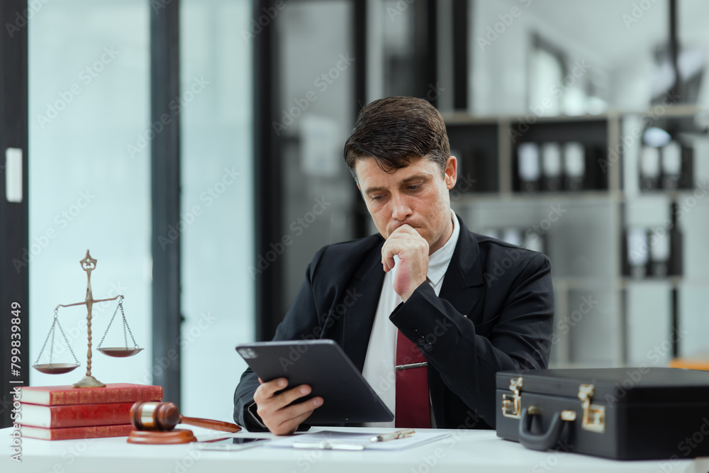 Law, Lawyer man working at law office. Law, Lawyer man working at law office.