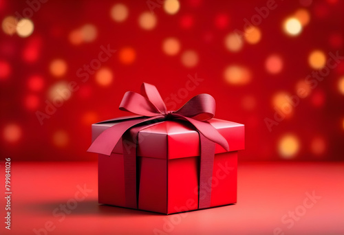 Wallpaper Mural A red gift box in front of a red background with bokeh lights in the background Torontodigital.ca