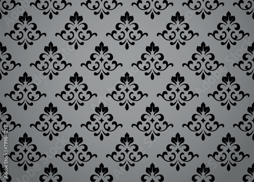 Floral pattern. Vintage wallpaper in the Baroque style. Seamless vector background. White and gray ornament for fabric, wallpaper, packaging. Ornate Damask flower ornament