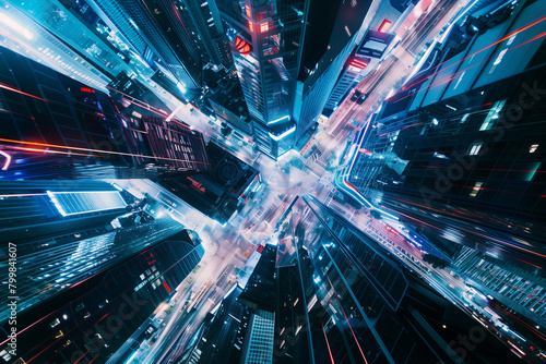 Into the Digital Vortex: The Luminous Core of a Cyber Cityscape