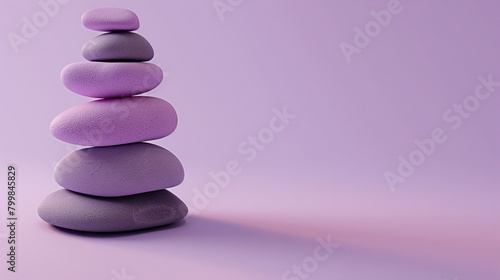 A stack of rocks on a beach. The rocks are of different sizes and colors, and they are arranged in a pyramid shape. Concept of tranquility and peace
