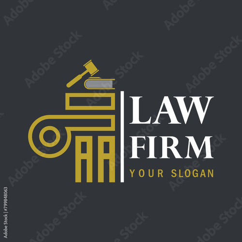 AA modern law firm justice logo design vector graphic template.