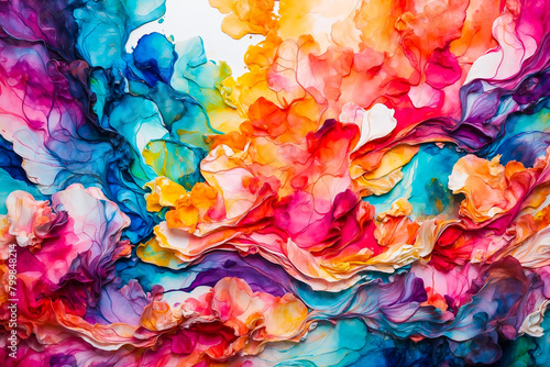 Wallpaper Mural Abstraction of bright water-based colors like aurora borealisa Torontodigital.ca