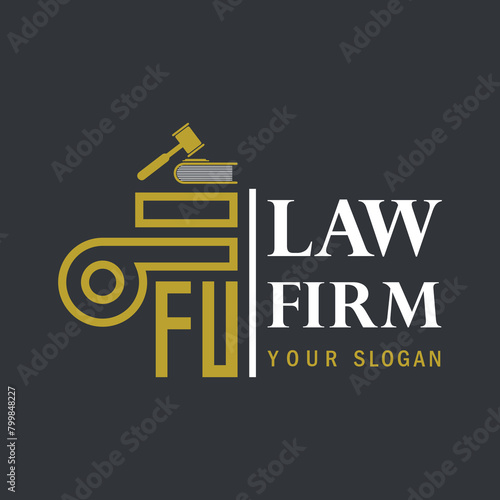 FU modern law firm justice logo design vector graphic template.