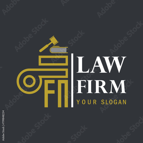 FN modern law firm justice logo design vector graphic template.